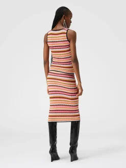 Zigzag cotton and viscose midi skirt