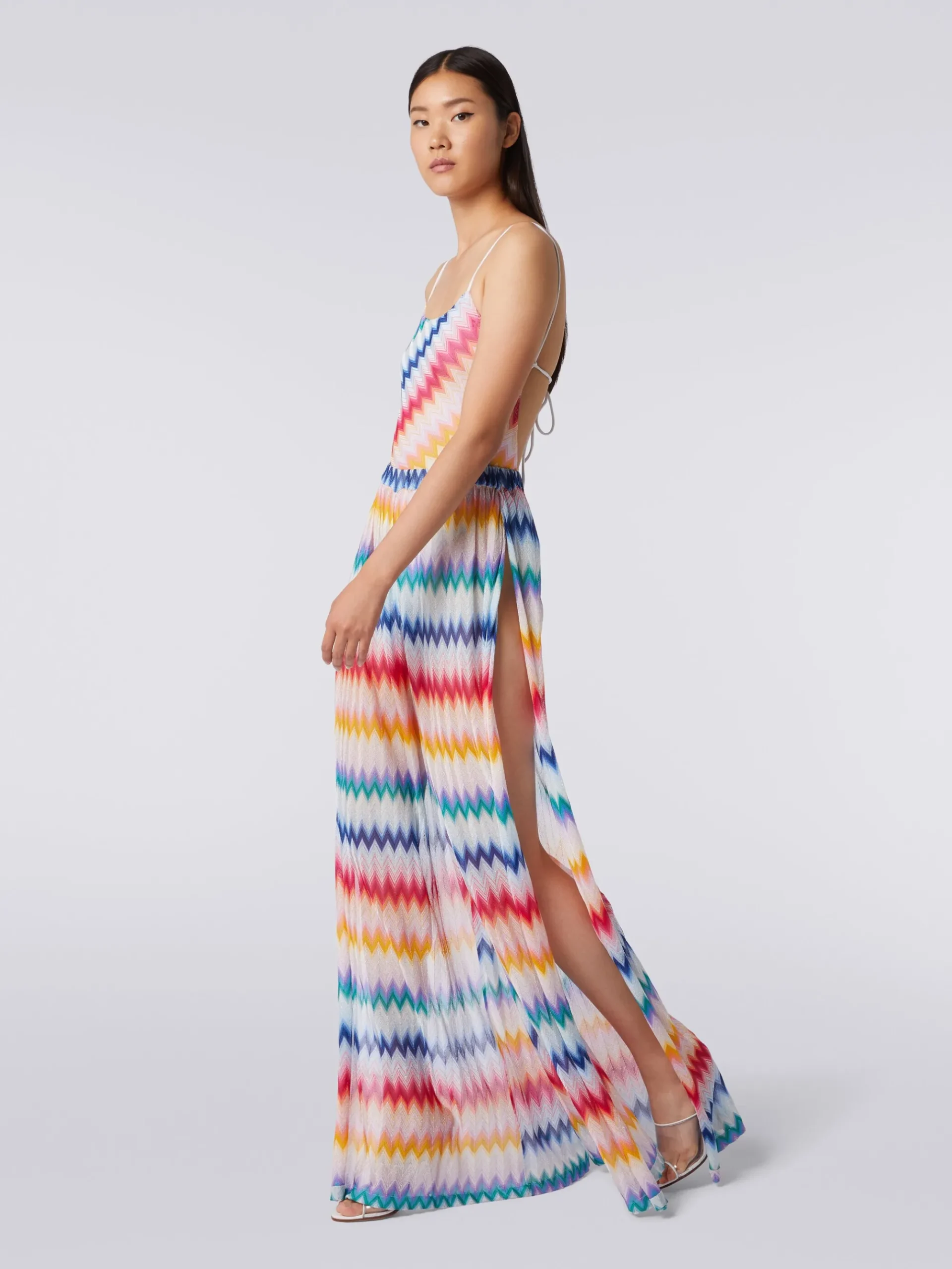 Zigzag cover up trousers with lurex