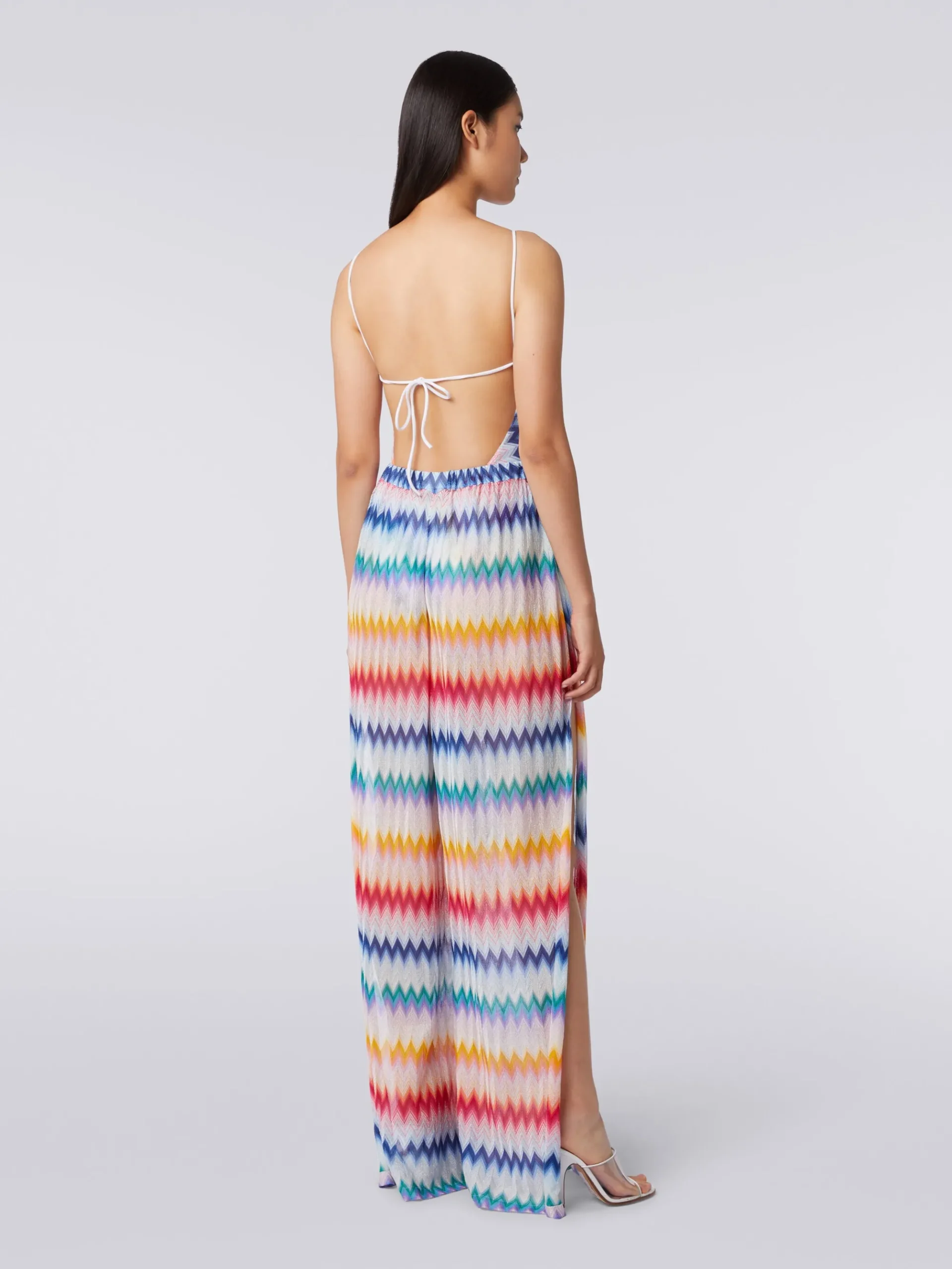 Zigzag cover up trousers with lurex