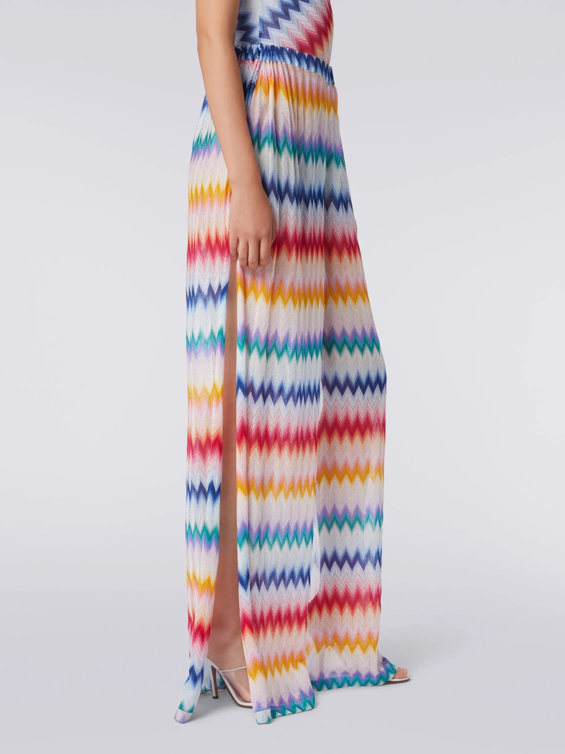 Zigzag cover up trousers with lurex