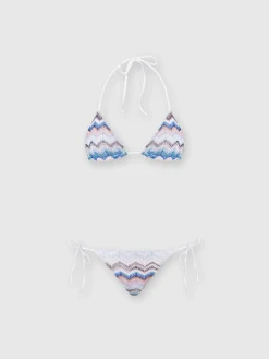 Zigzag crochet bikini with lurex