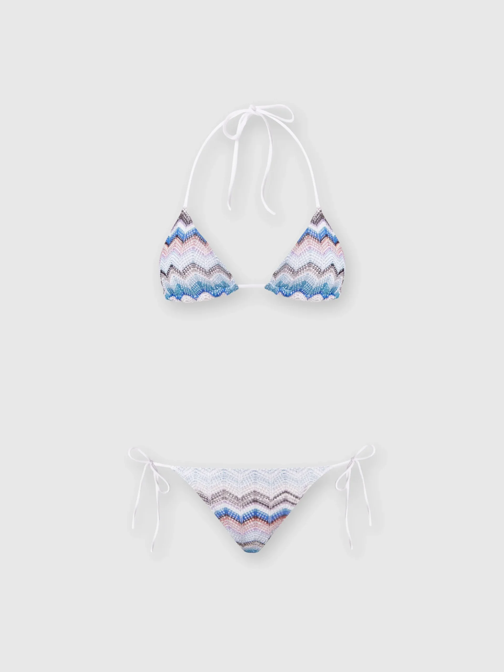 Zigzag crochet bikini with lurex