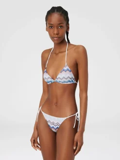 Zigzag crochet bikini with lurex