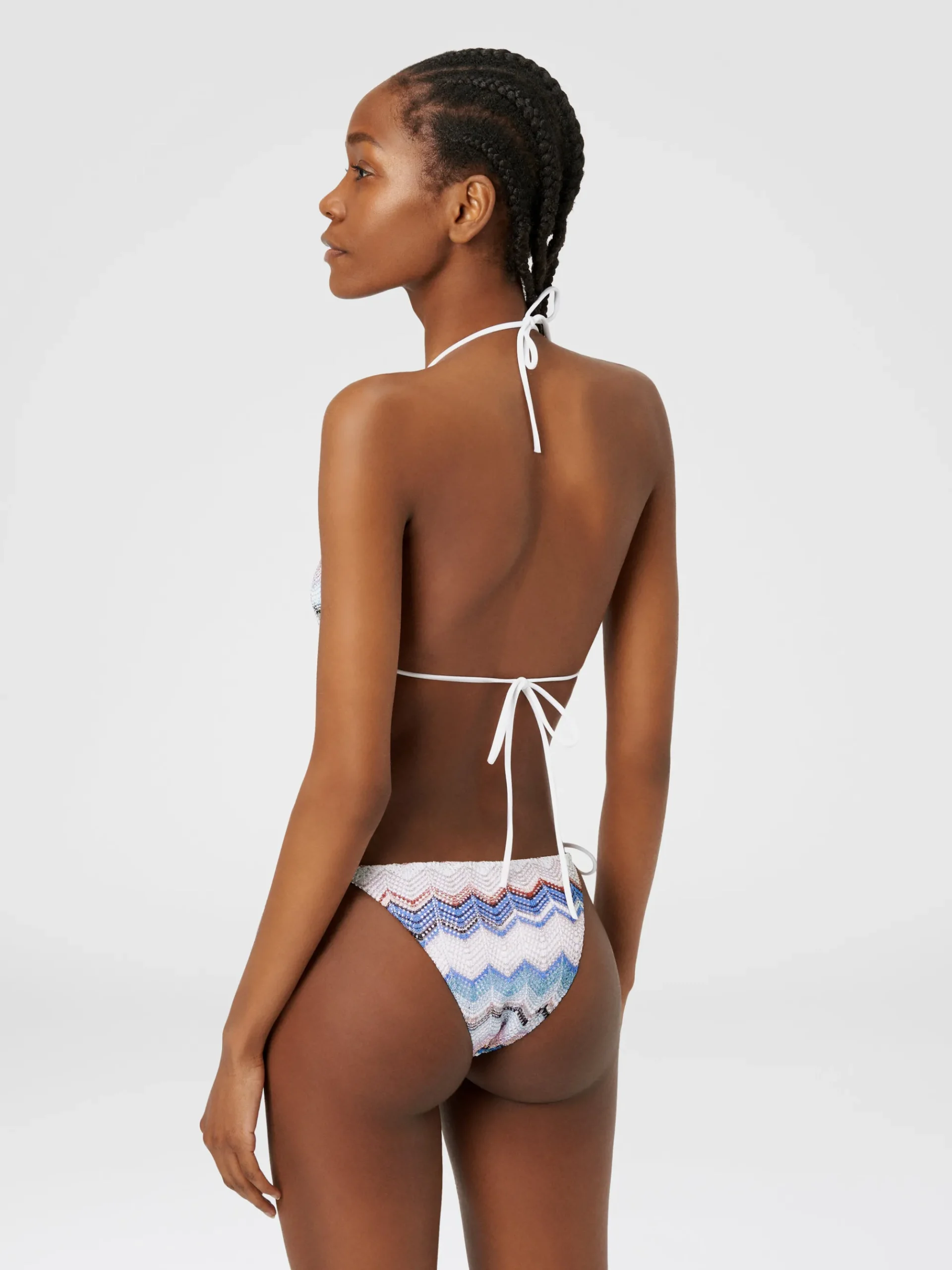 Zigzag crochet bikini with lurex