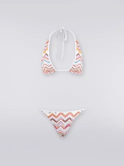 Zigzag crochet bikini with lurex