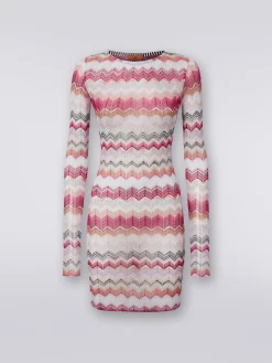 Zigzag crochet dress with lurex