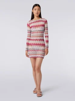 Zigzag crochet dress with lurex