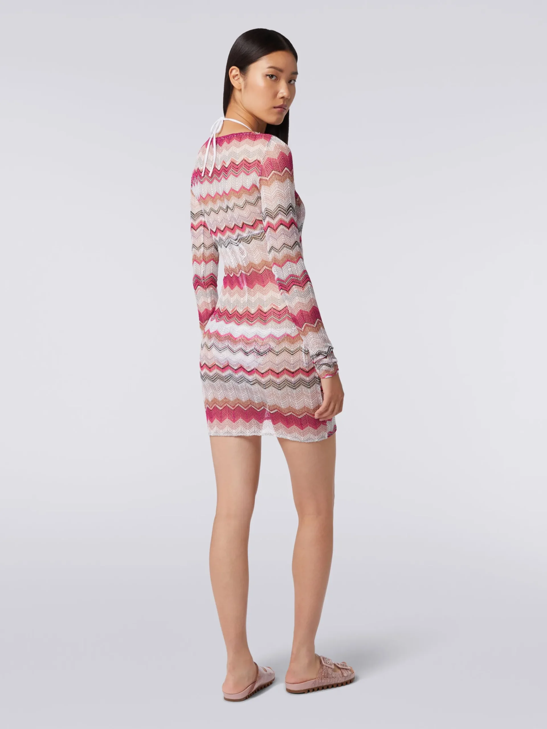 Zigzag crochet dress with lurex