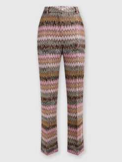 Zigzag lamé viscose blend cropped trousers