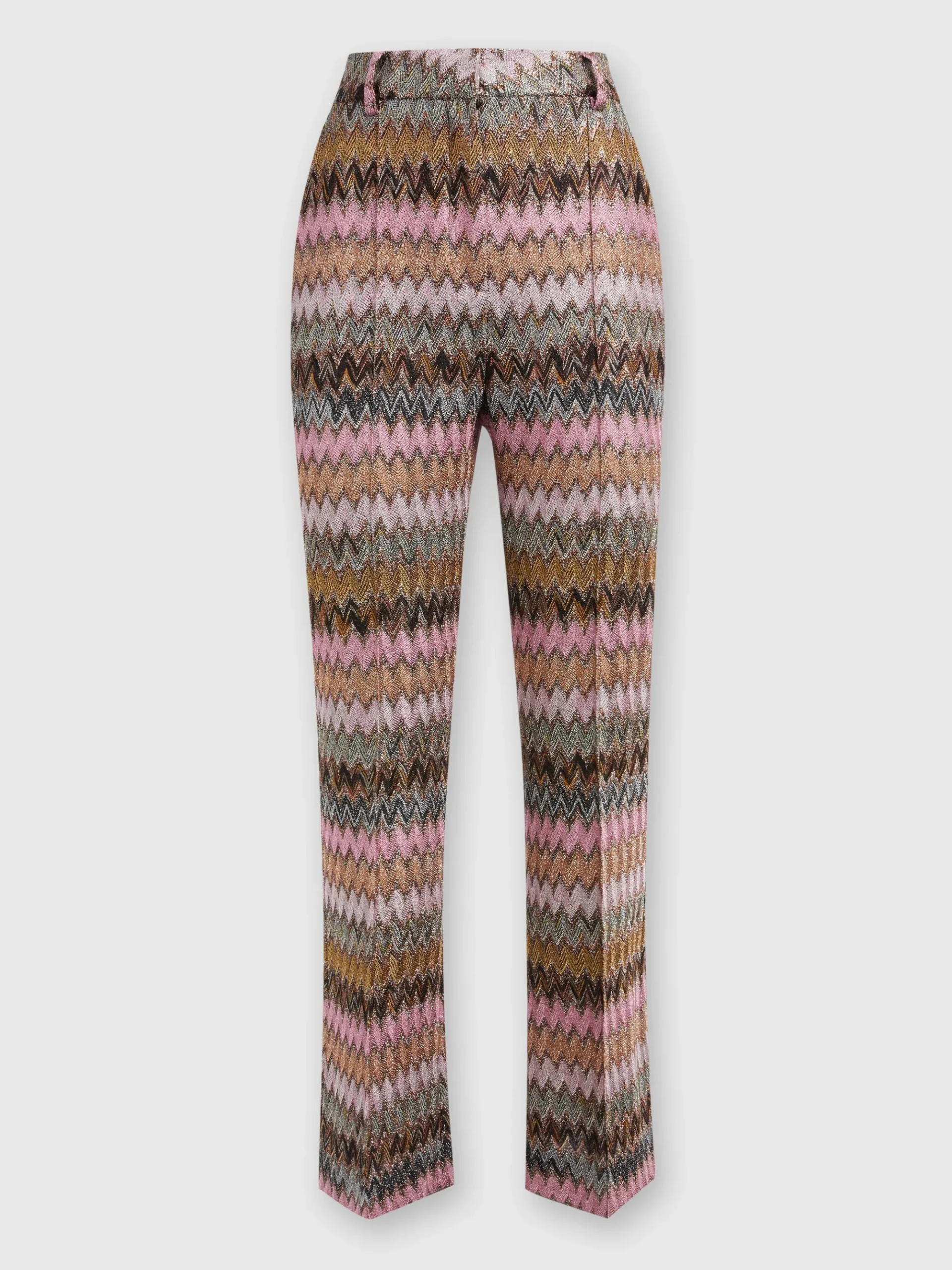 Zigzag lamé viscose blend cropped trousers