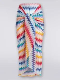 Zigzag motif sarong skirt with lurex