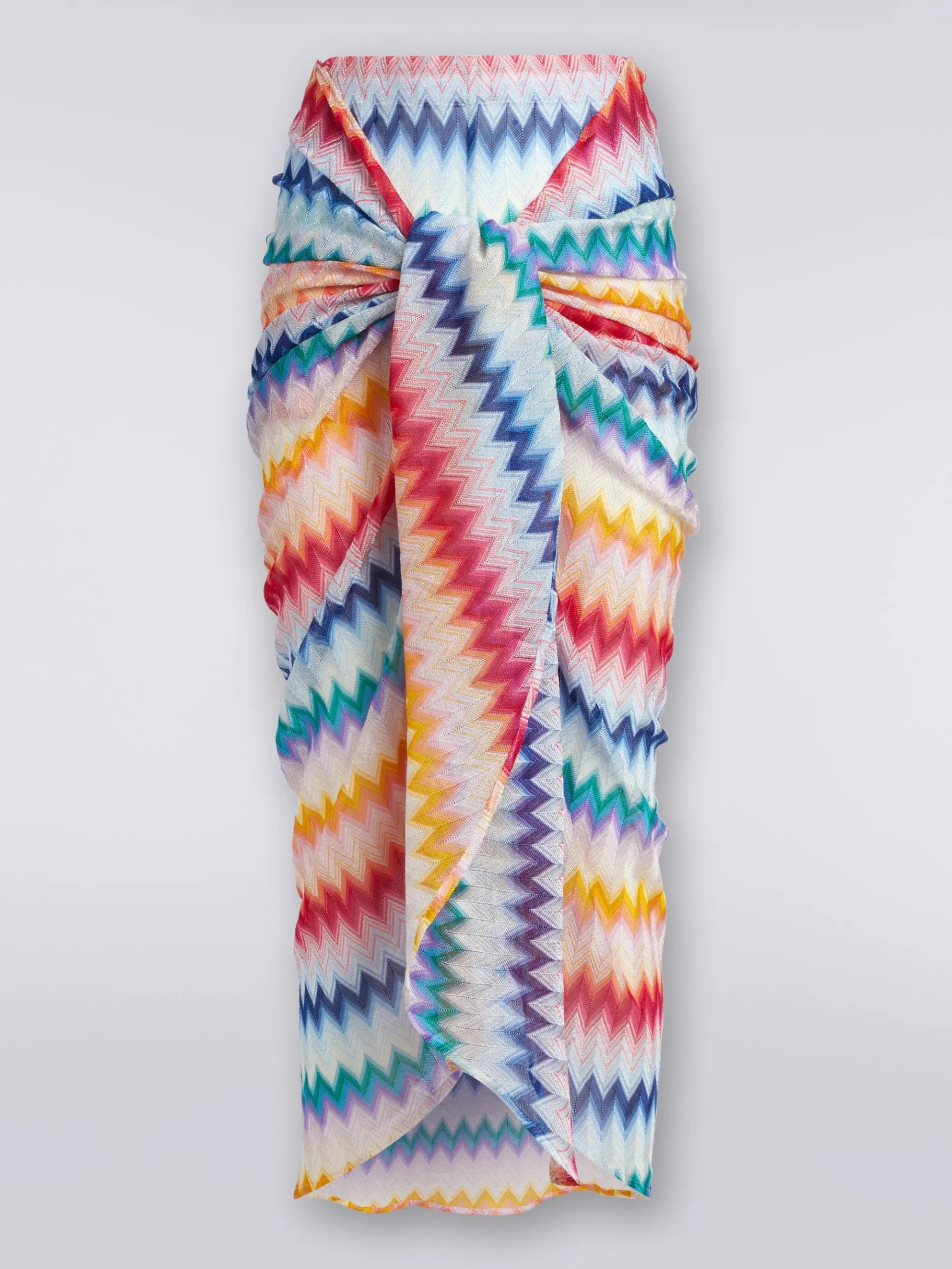 Zigzag motif sarong skirt with lurex