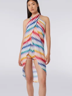 Zigzag motif sarong skirt with lurex