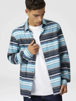 Zigzag print cotton poplin shirt