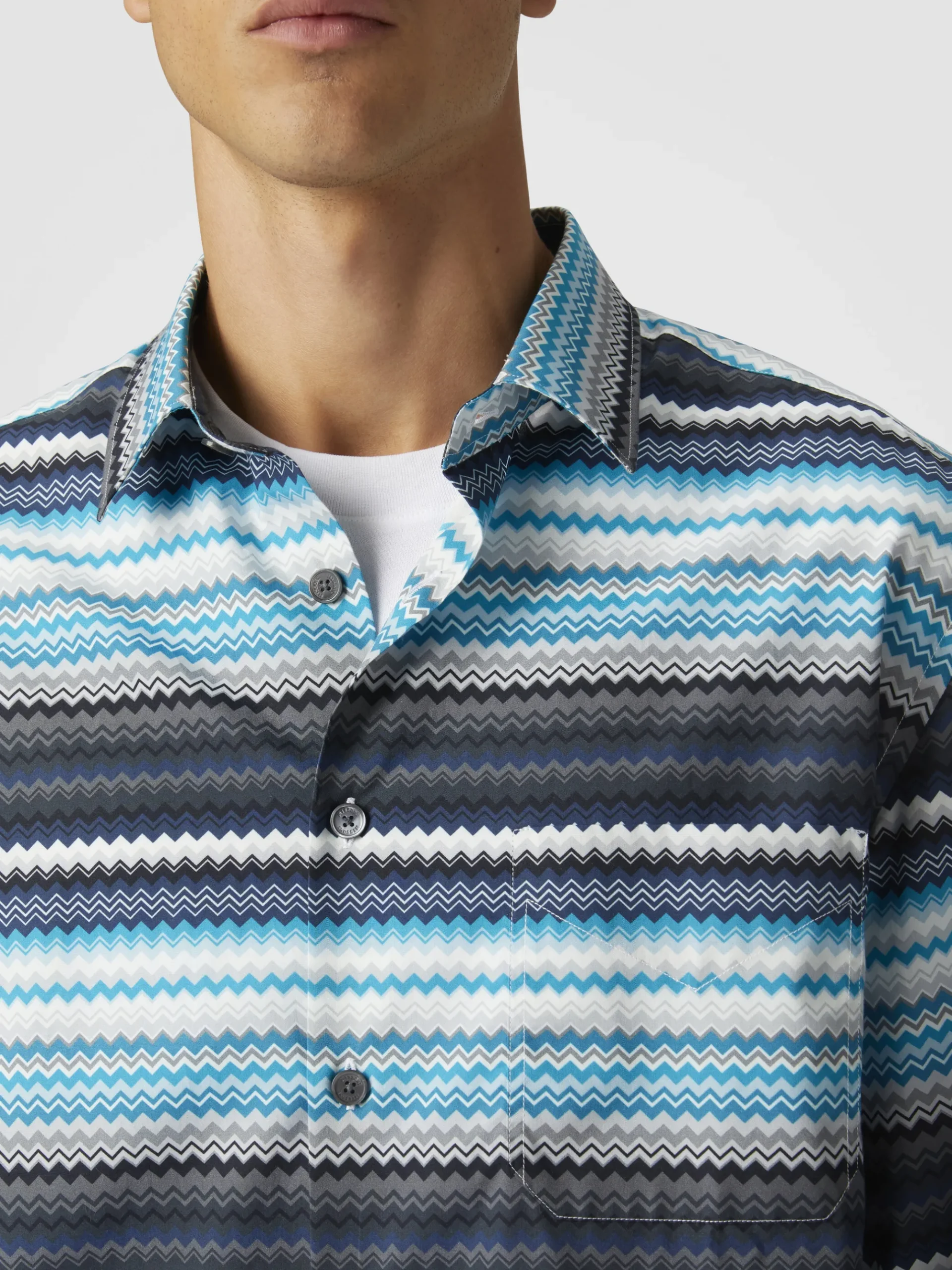 Zigzag print cotton poplin shirt