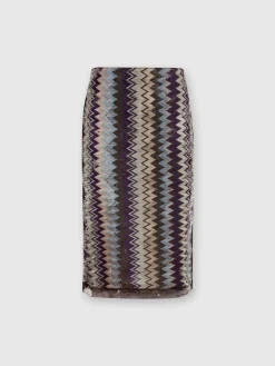 Zigzag tulle tube midi skirt with sequins