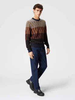 Zigzag virgin wool crewneck pullover