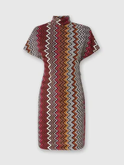 Zigzag viscose and wool mini-dress