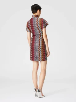 Zigzag viscose and wool mini-dress