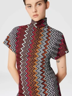 Zigzag viscose and wool mini-dress