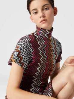 Zigzag viscose and wool mini-dress
