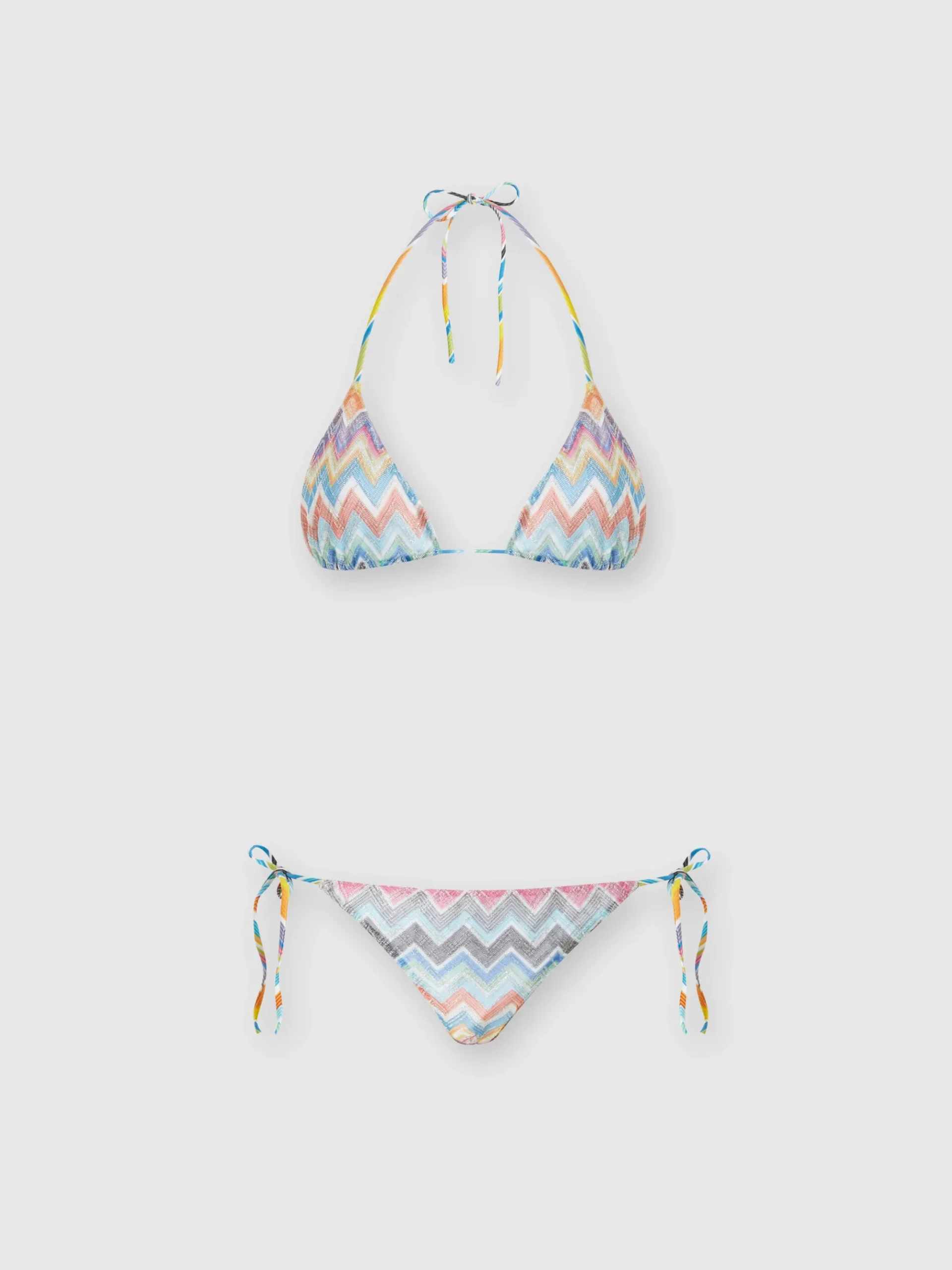 Zigzag viscose blend bikini with lurex
