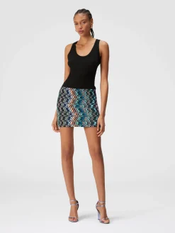 Zigzag wool and cotton miniskirt