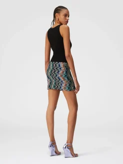 Zigzag wool and cotton miniskirt