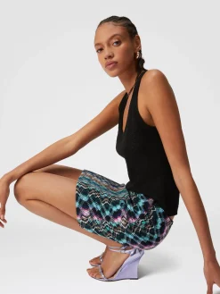 Zigzag wool and cotton miniskirt
