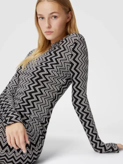 Zigzag wool and viscose midi dress