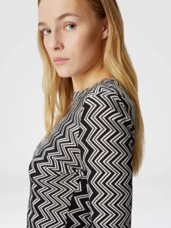Zigzag wool and viscose midi dress