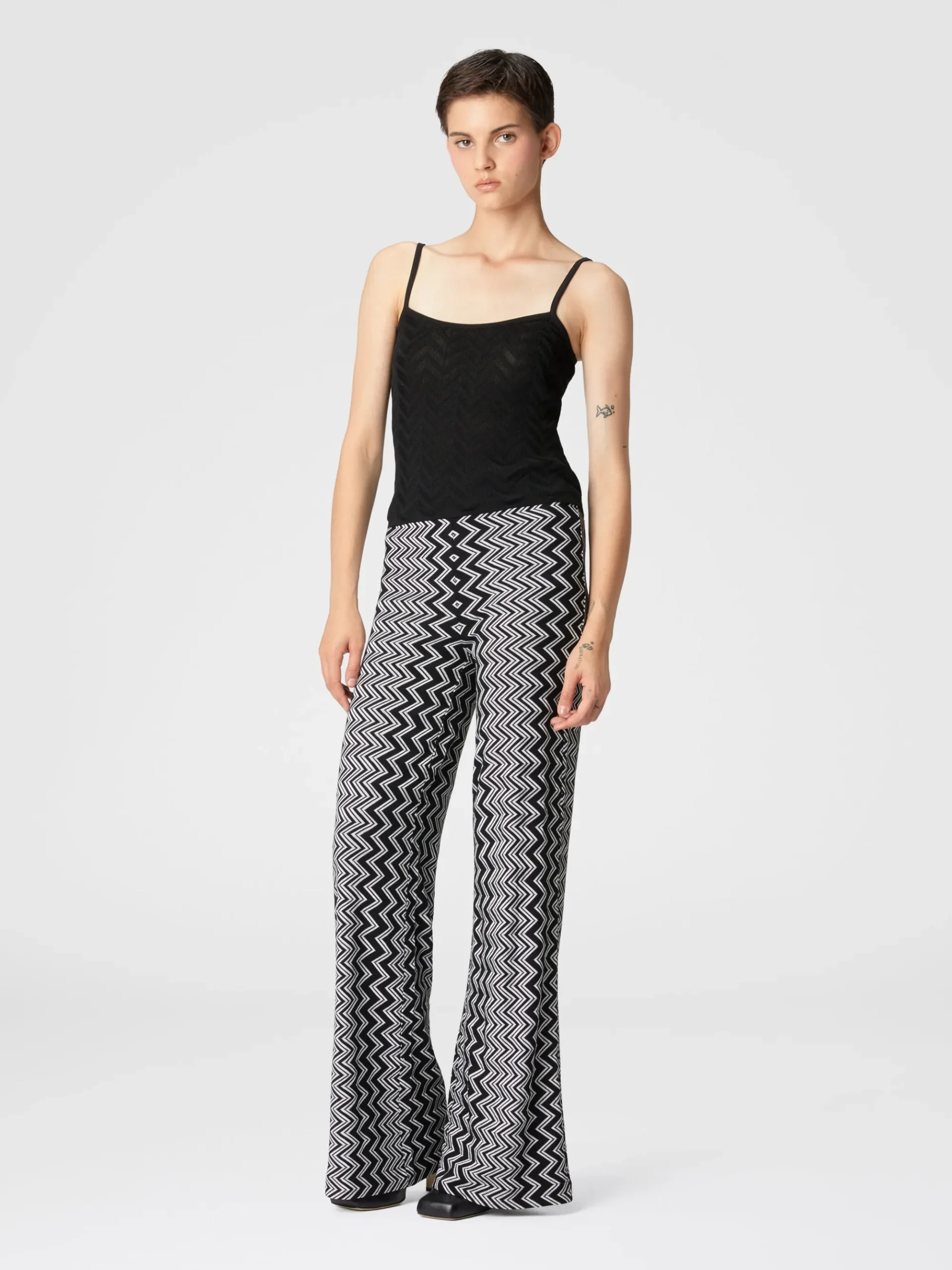 Zigzag wool and viscose trousers