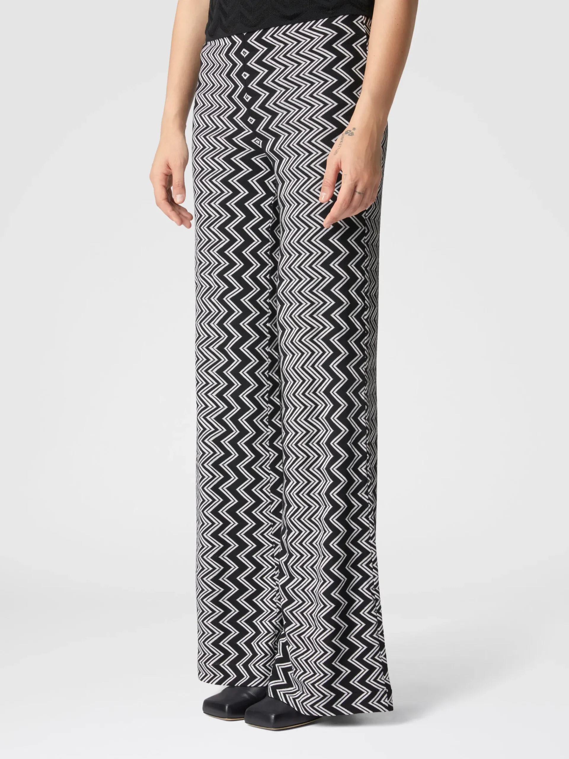 Zigzag wool and viscose trousers