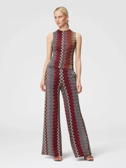 Zigzag wool and viscose trousers