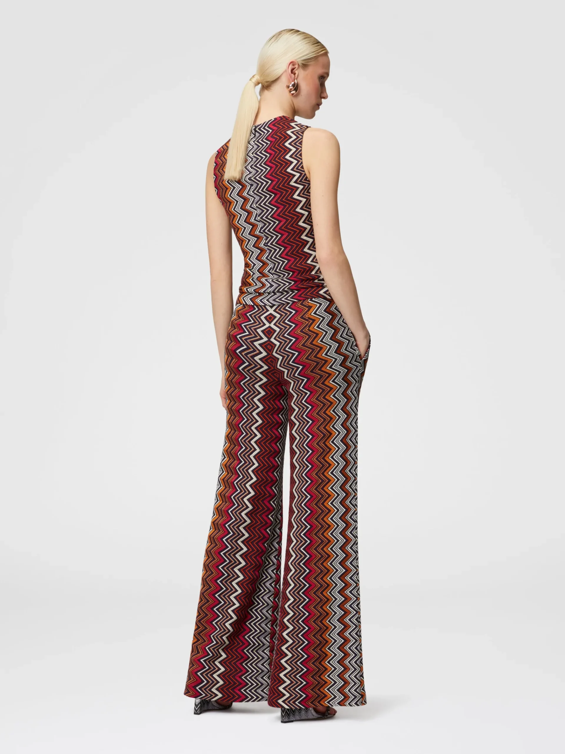 Zigzag wool and viscose trousers