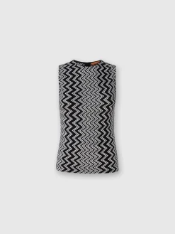 Zigzag wool and viscose tank top