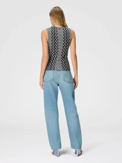 Zigzag wool and viscose tank top