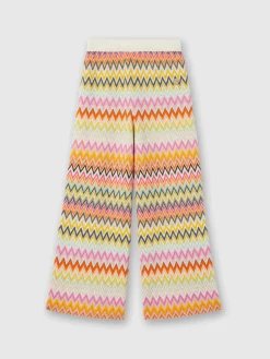 Zigzag wool knit palazzo trousers