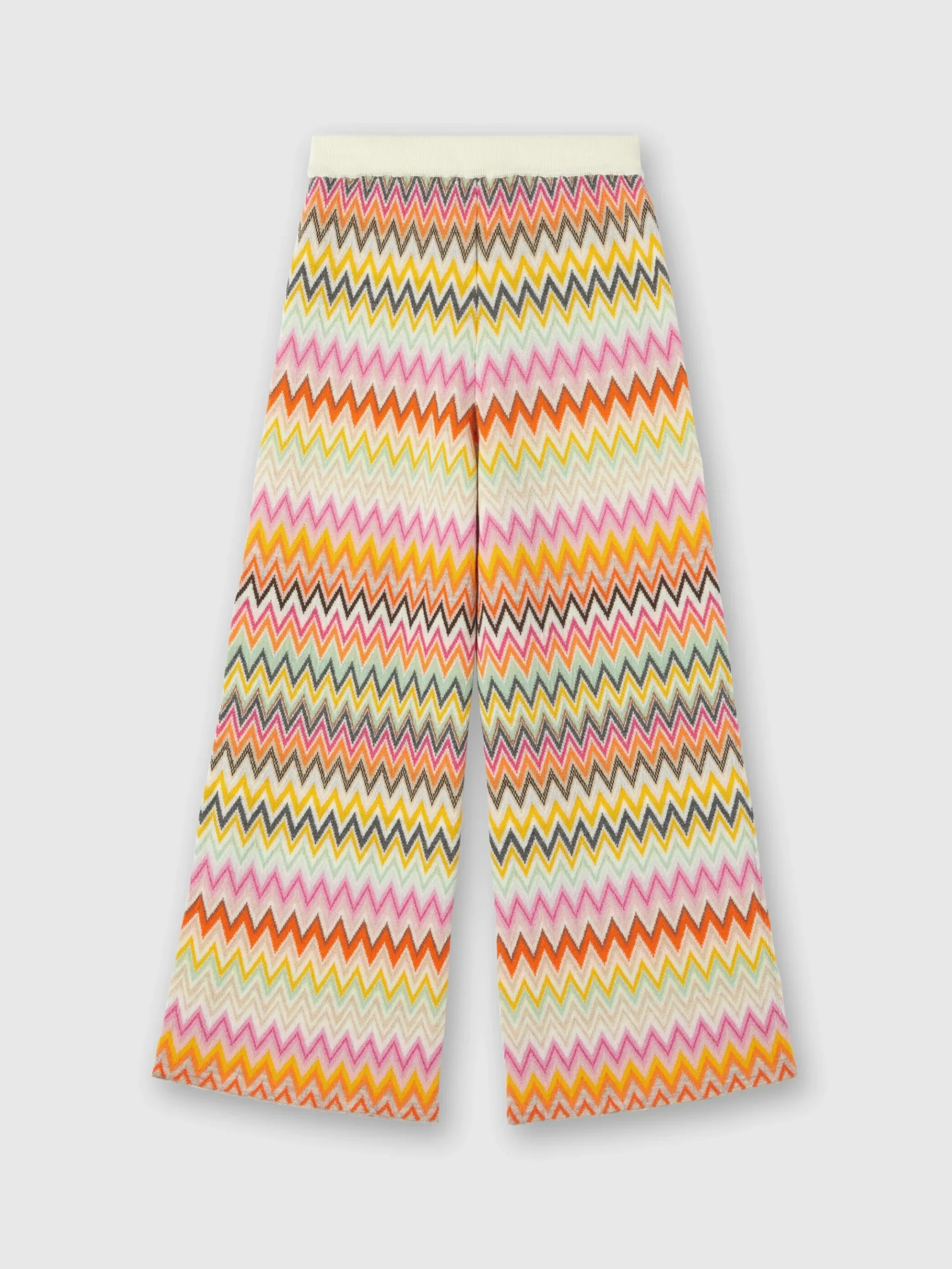 Zigzag wool knit palazzo trousers