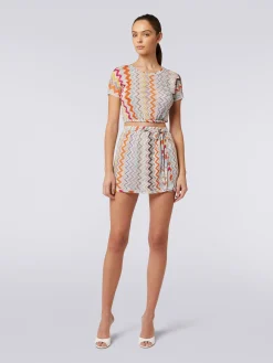 Zigzag wrap-around miniskirt with lurex