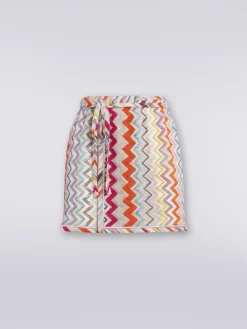 Zigzag wrap-around miniskirt with lurex