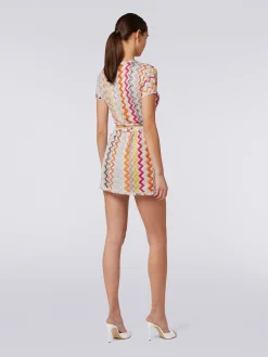 Zigzag wrap-around miniskirt with lurex